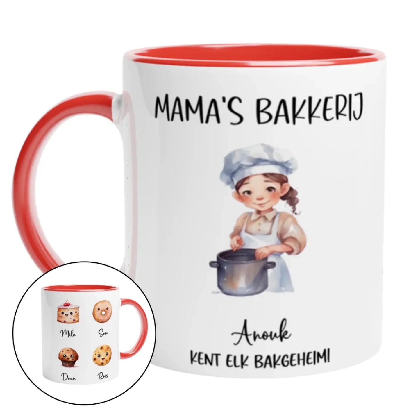 Gepersonaliseerde bak moederdag mok met namen kinderen (1)