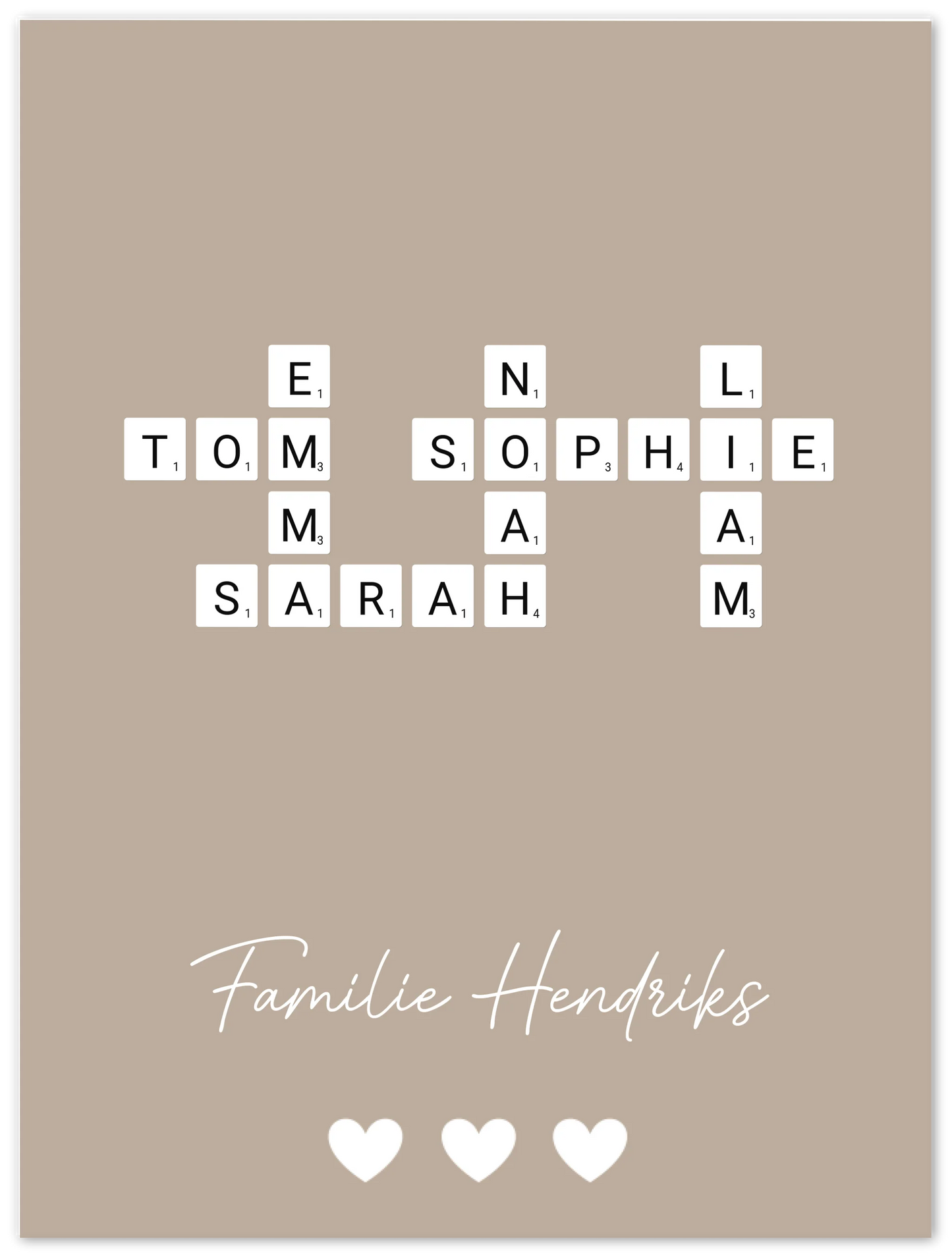 Scrabble in kleur - Gepersonaliseerde poster
