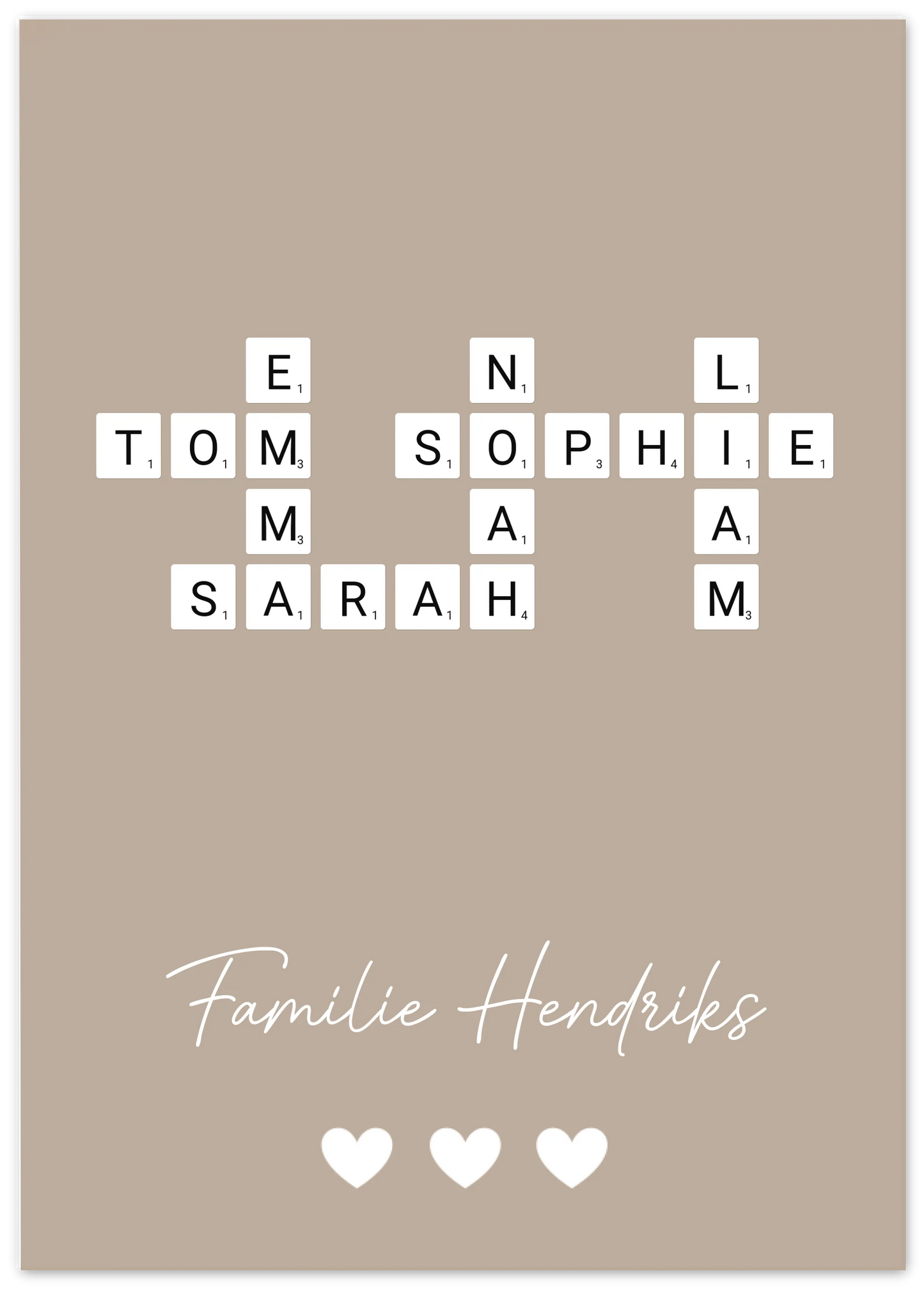 Scrabble in kleur - Gepersonaliseerde poster