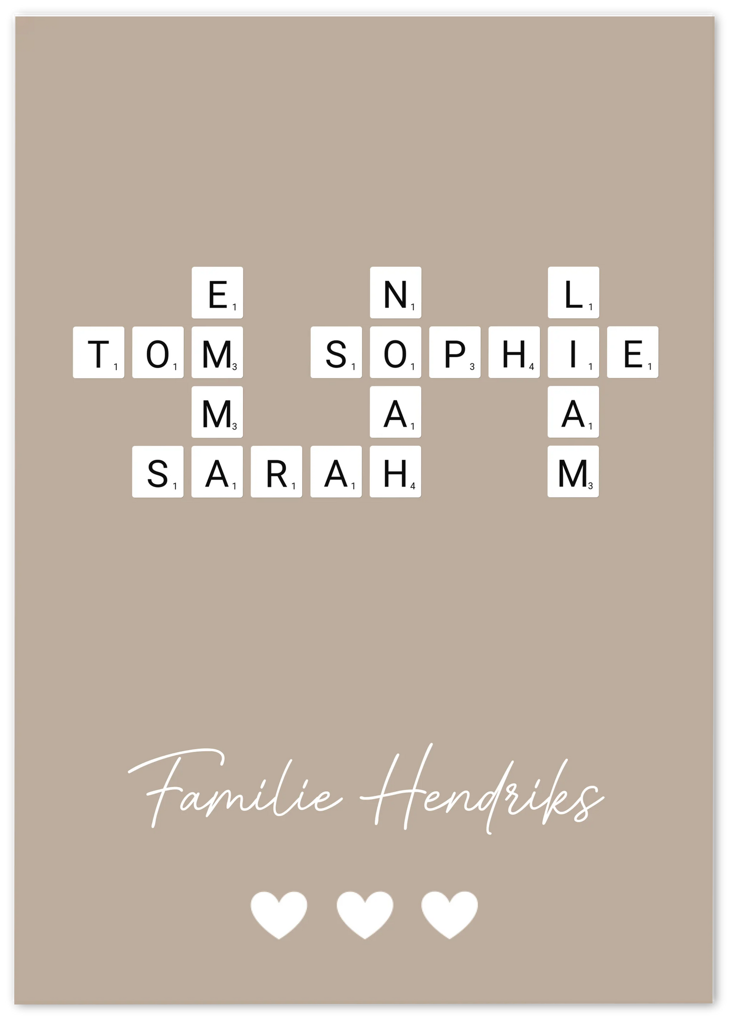 Scrabble in kleur - Gepersonaliseerde poster
