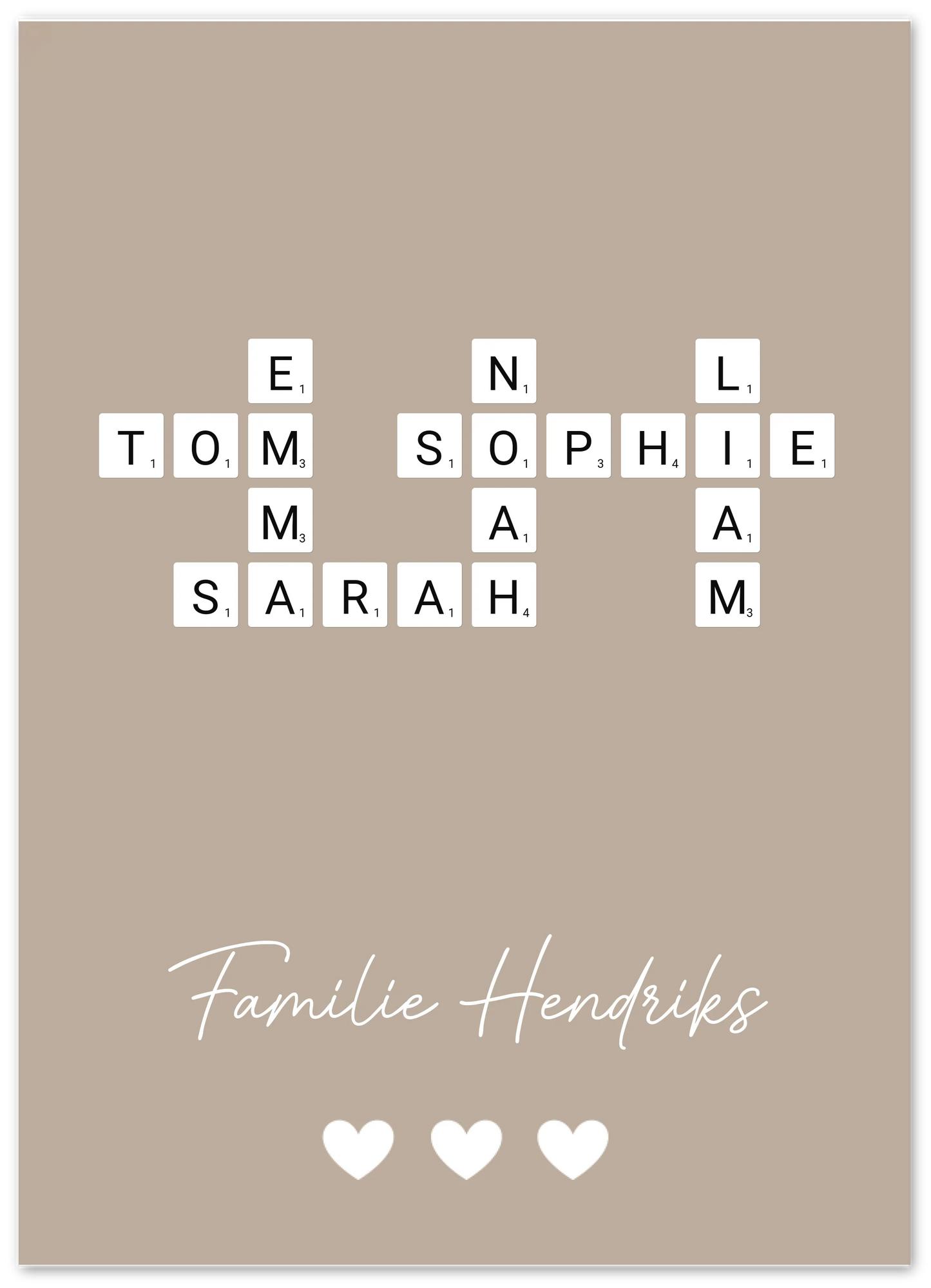 Scrabble in kleur - Gepersonaliseerde poster