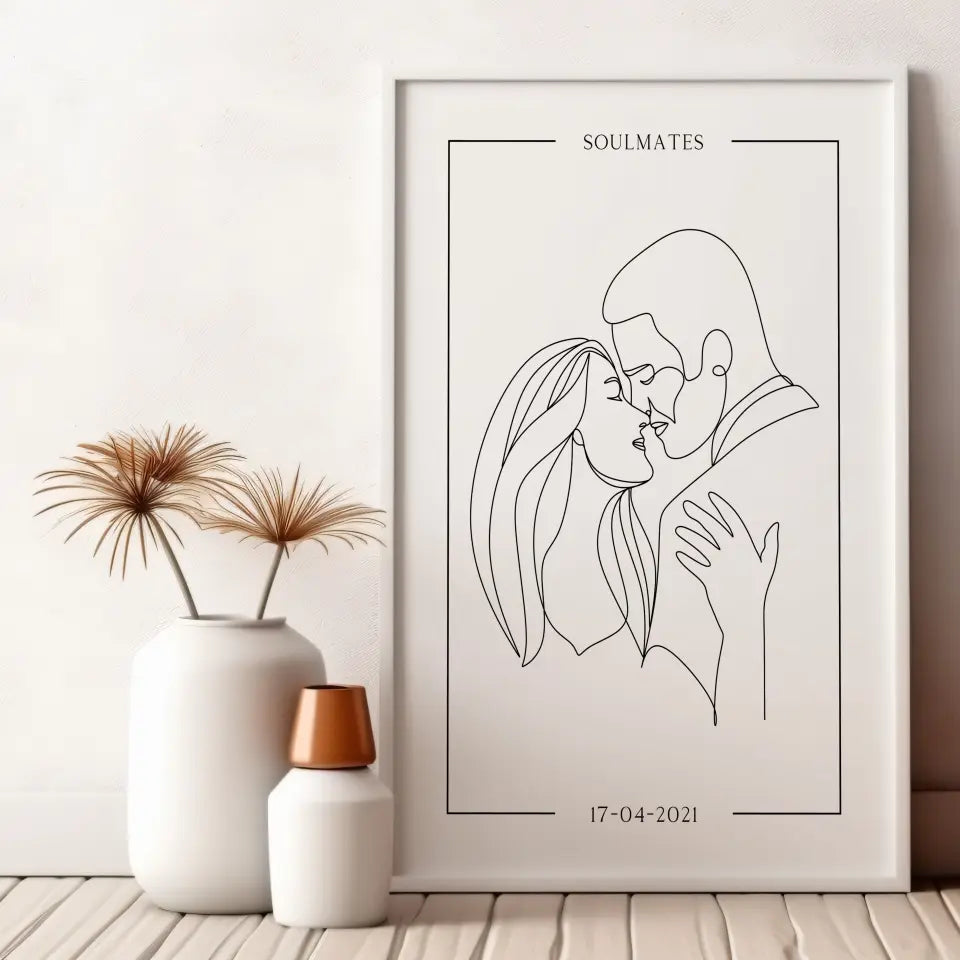 Line art koppel - Gepersonaliseerde poster