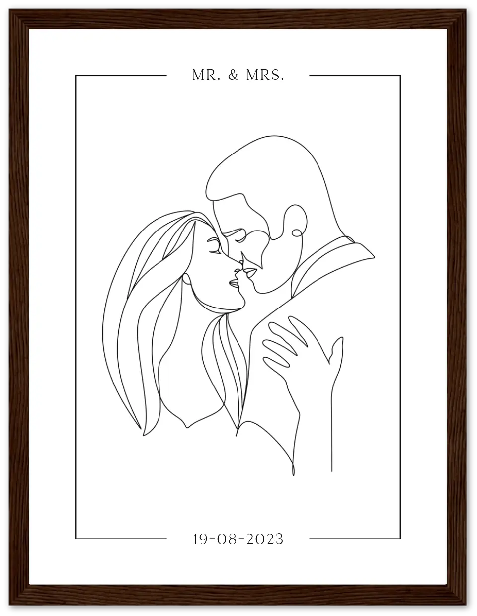 Line art koppel - Gepersonaliseerde poster met lijst