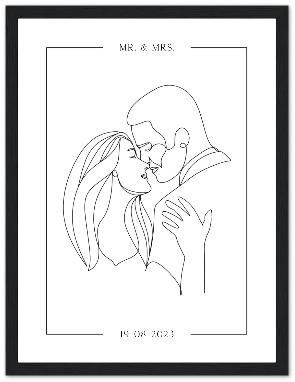 Line art koppel - Gepersonaliseerde poster met lijst