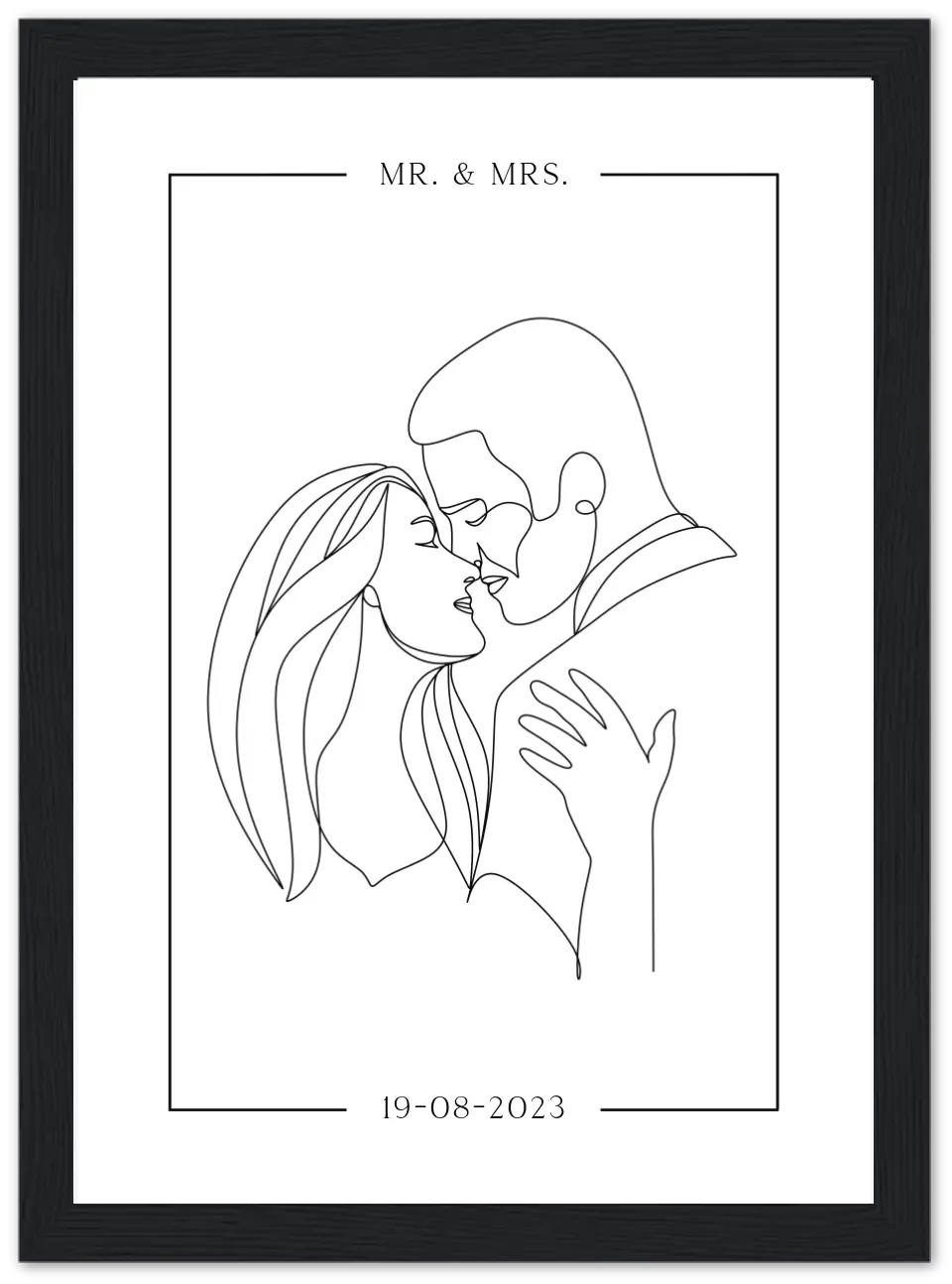 Line art koppel - Gepersonaliseerde poster met lijst