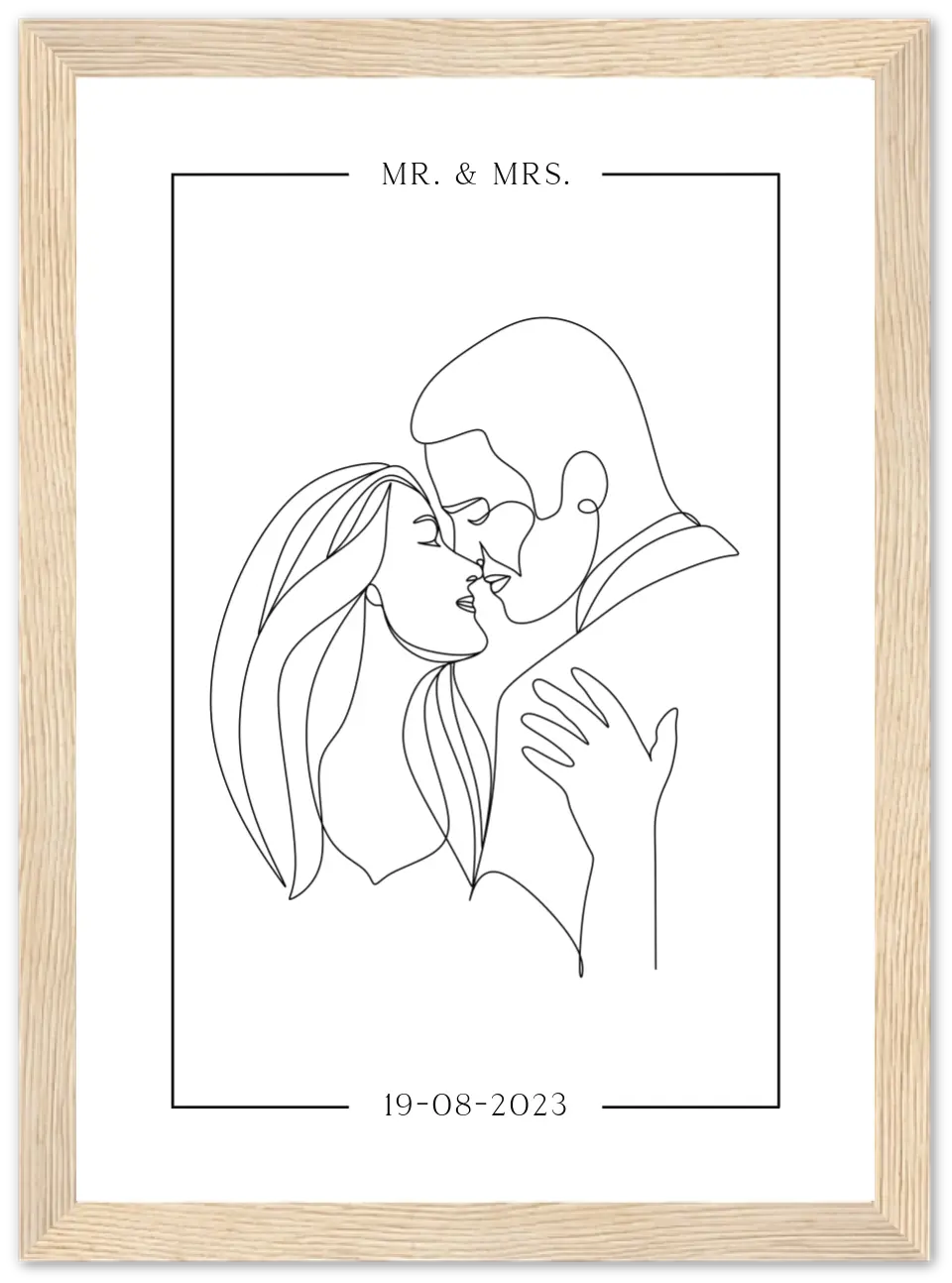 Line art koppel - Gepersonaliseerde poster met lijst