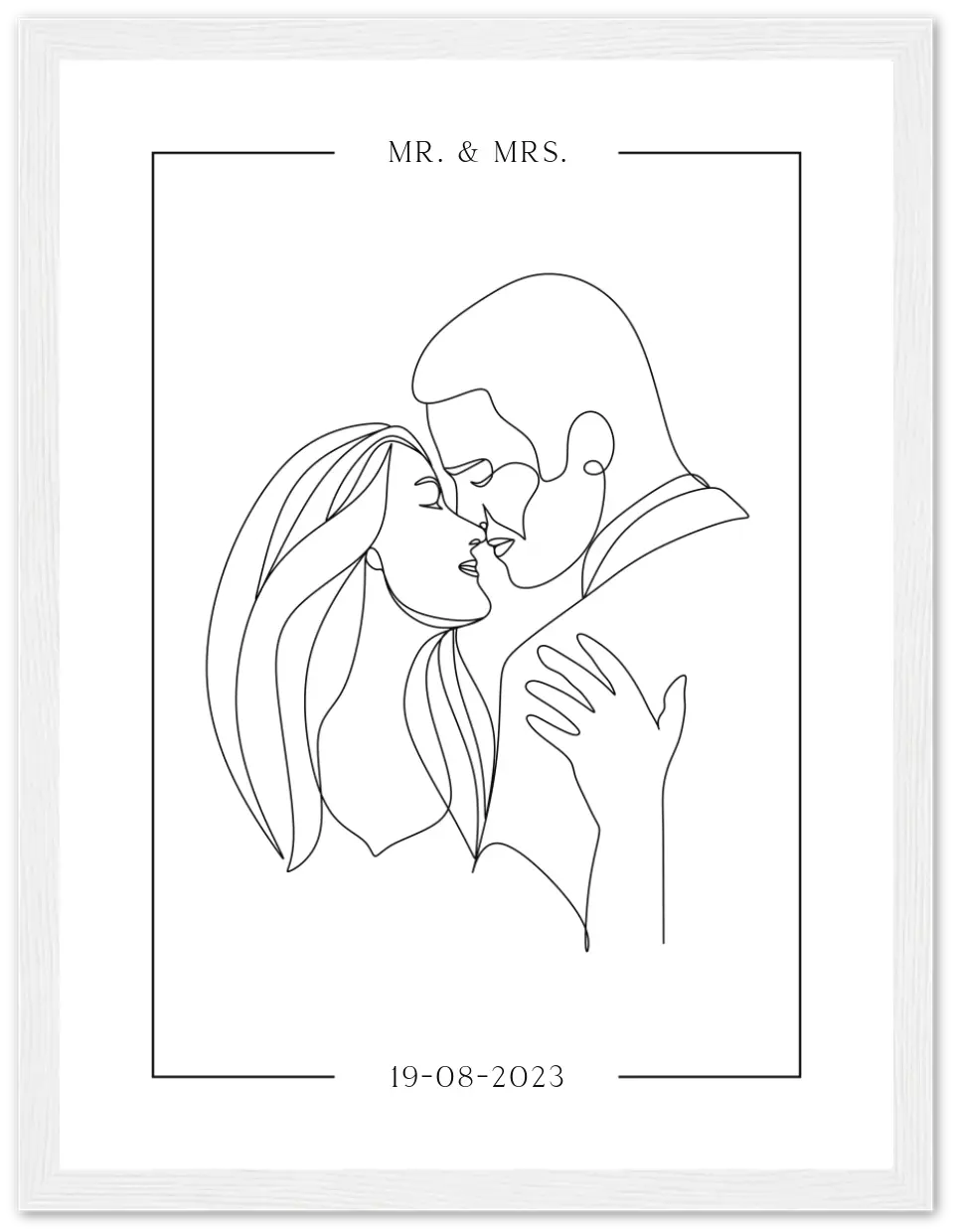 Line art koppel - Gepersonaliseerde poster met lijst