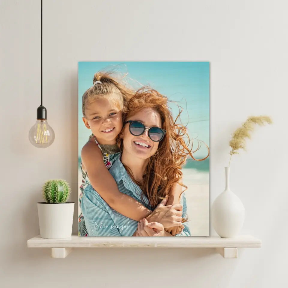 Moederdag foto upload - Gepersonaliseerd houten canvas