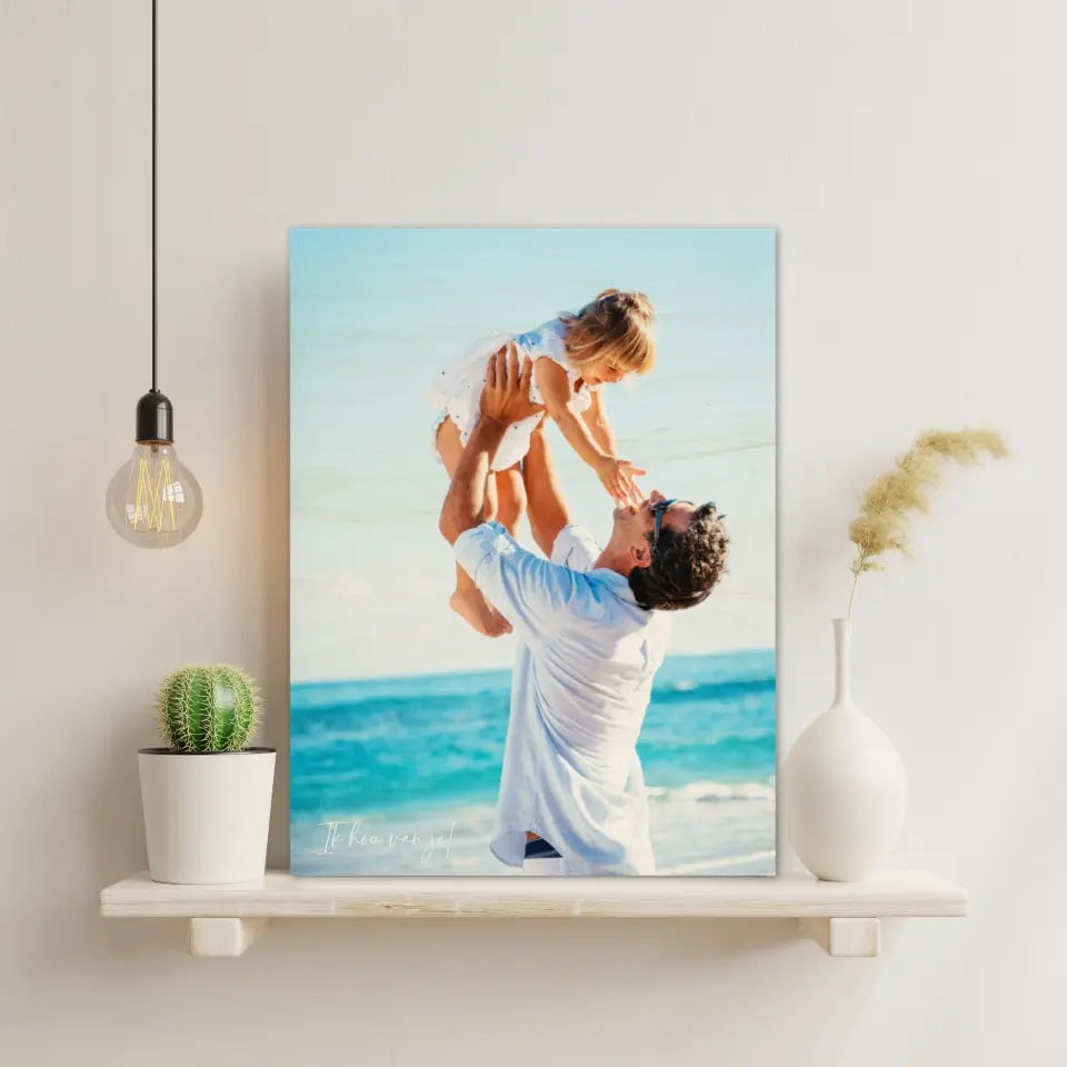 Vaderdag foto upload - Gepersonaliseerd houten canvas