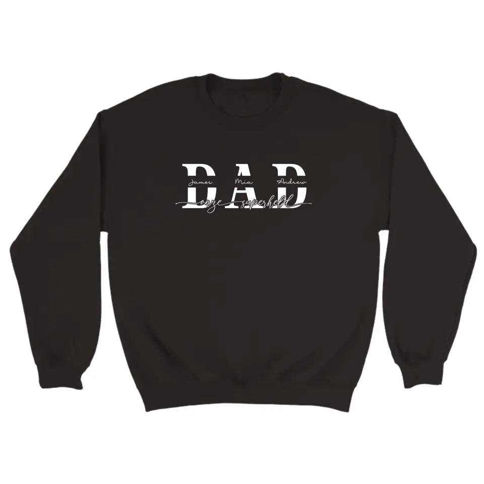 DAD mijn superheld wit - gepersonaliseerde sweater