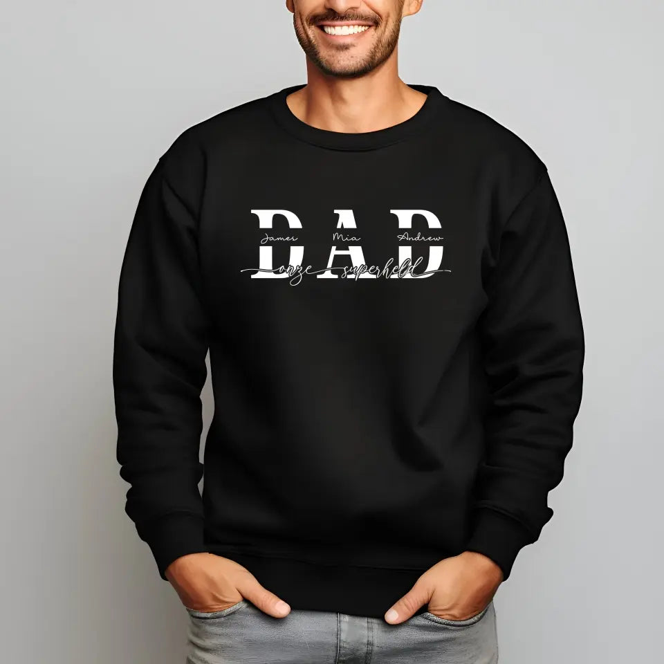 DAD mijn superheld wit - gepersonaliseerde sweater