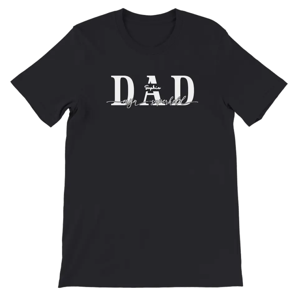 DAD mijn superheld wit - Gepersonaliseerd T-shirt