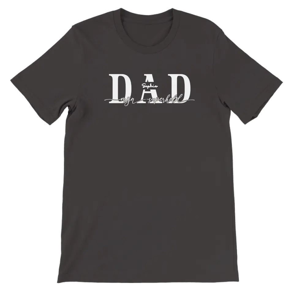 DAD mijn superheld wit - Gepersonaliseerd T-shirt