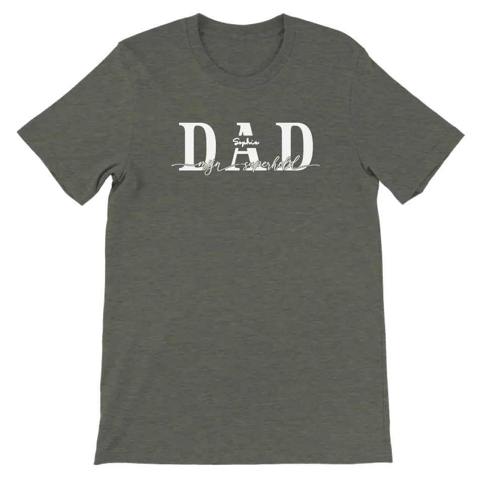 DAD mijn superheld wit - Gepersonaliseerd T-shirt