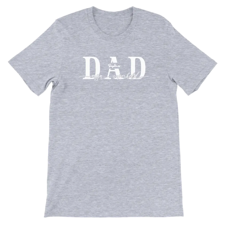 DAD mijn superheld wit - Gepersonaliseerd T-shirt