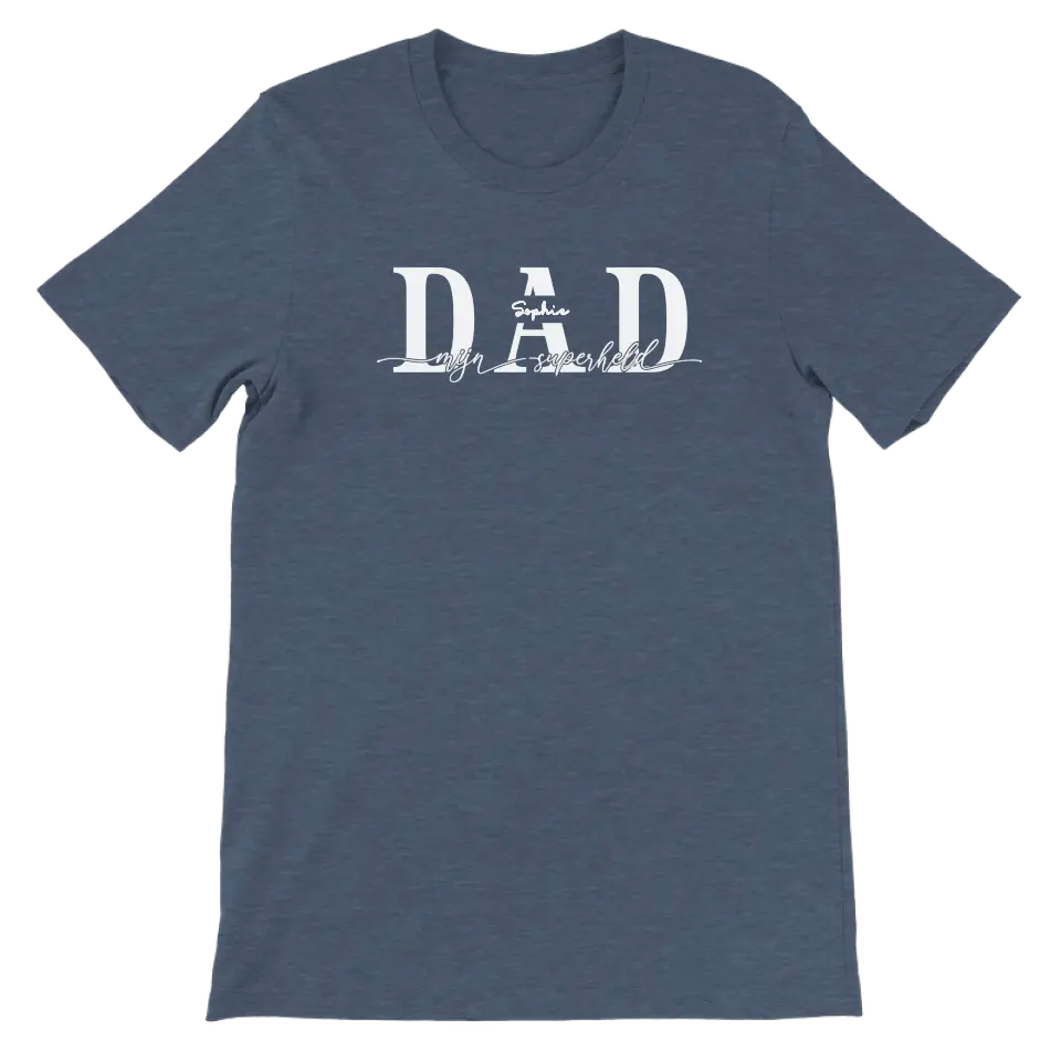 DAD mijn superheld wit - Gepersonaliseerd T-shirt