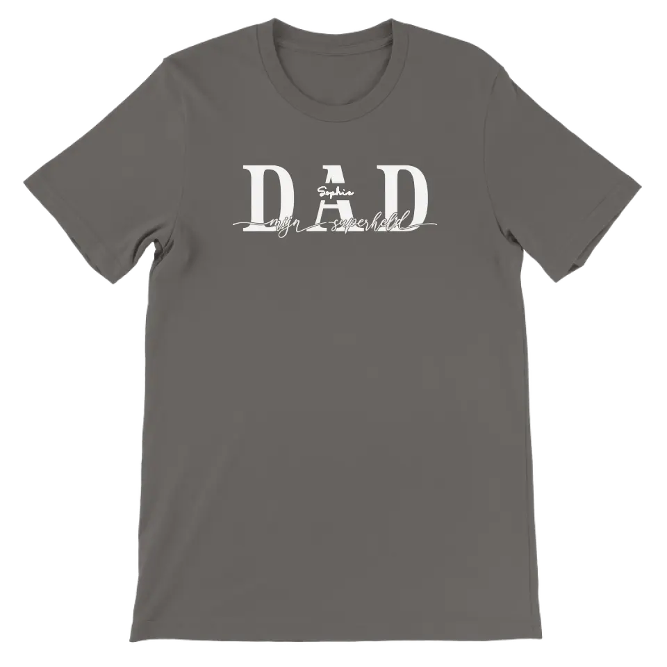 DAD mijn superheld wit - Gepersonaliseerd T-shirt