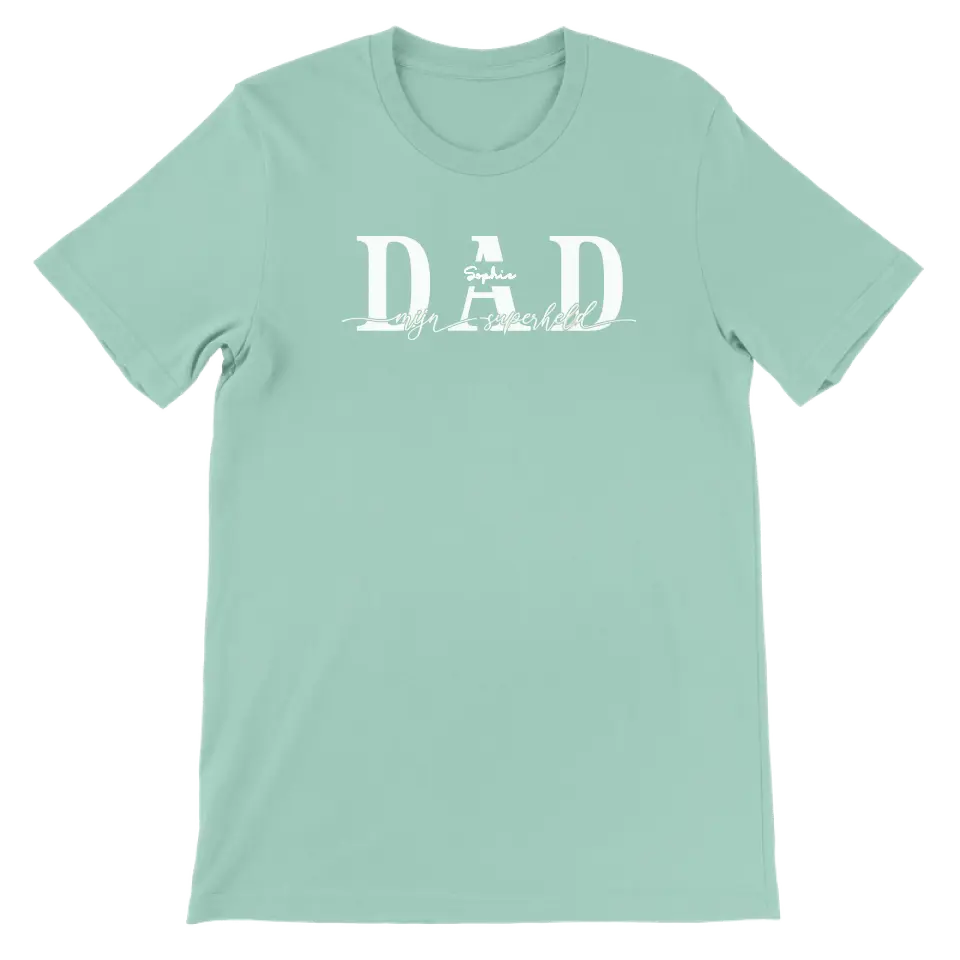 DAD mijn superheld wit - Gepersonaliseerd T-shirt