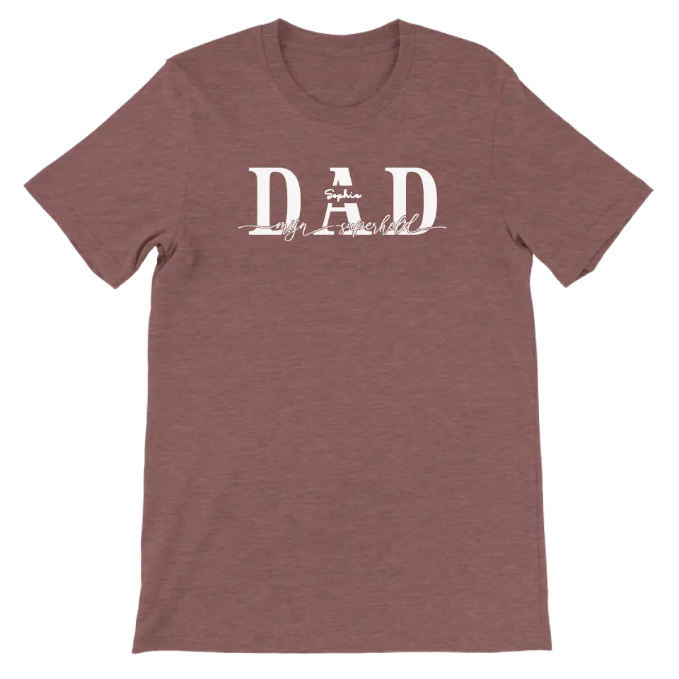 DAD mijn superheld wit - Gepersonaliseerd T-shirt