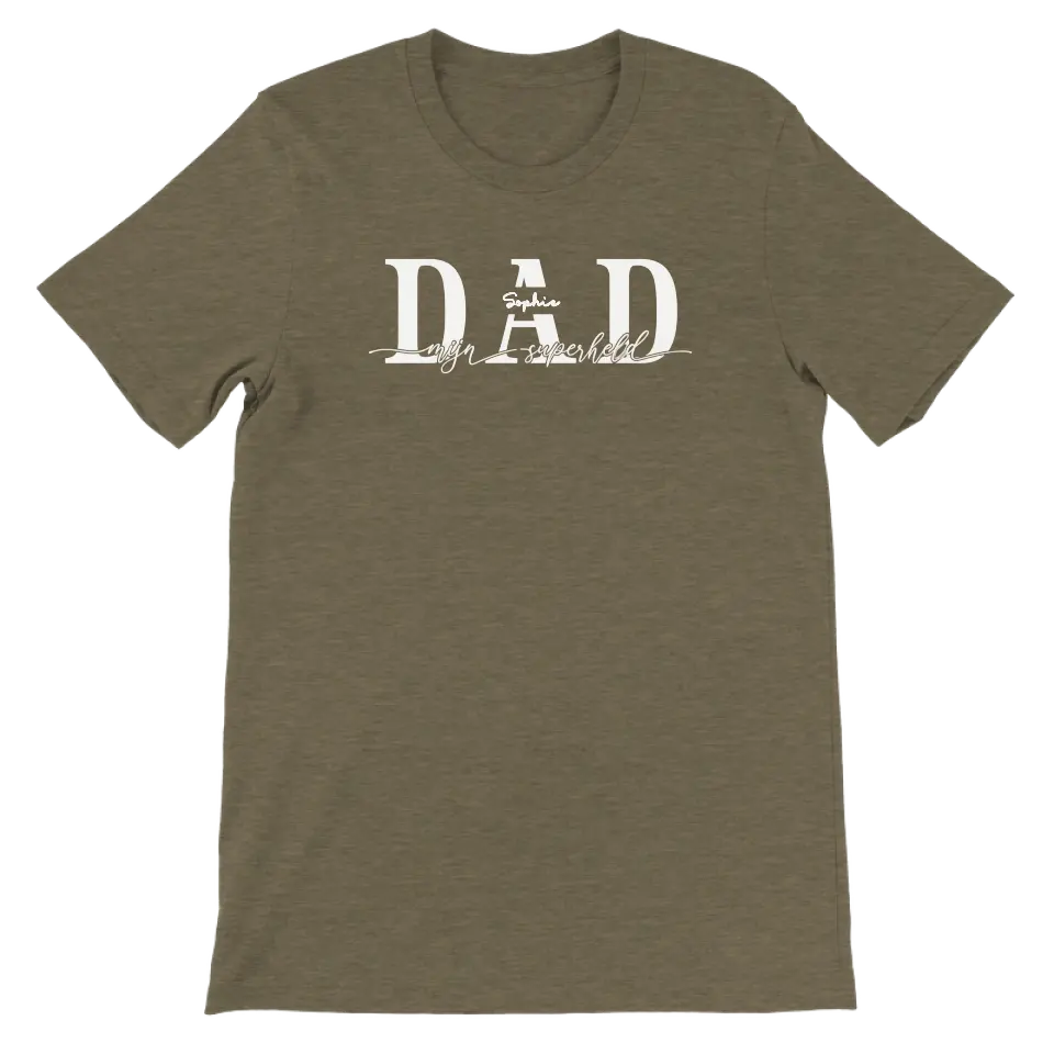 DAD mijn superheld wit - Gepersonaliseerd T-shirt