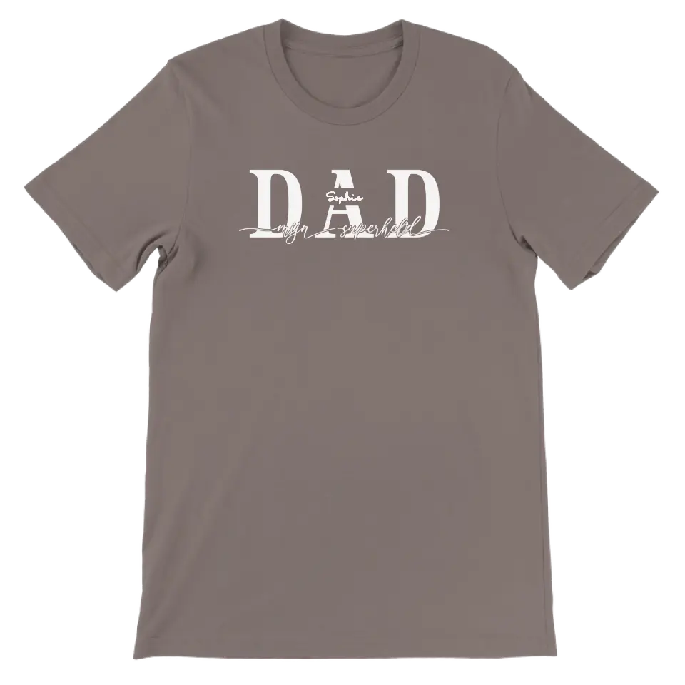 DAD mijn superheld wit - Gepersonaliseerd T-shirt