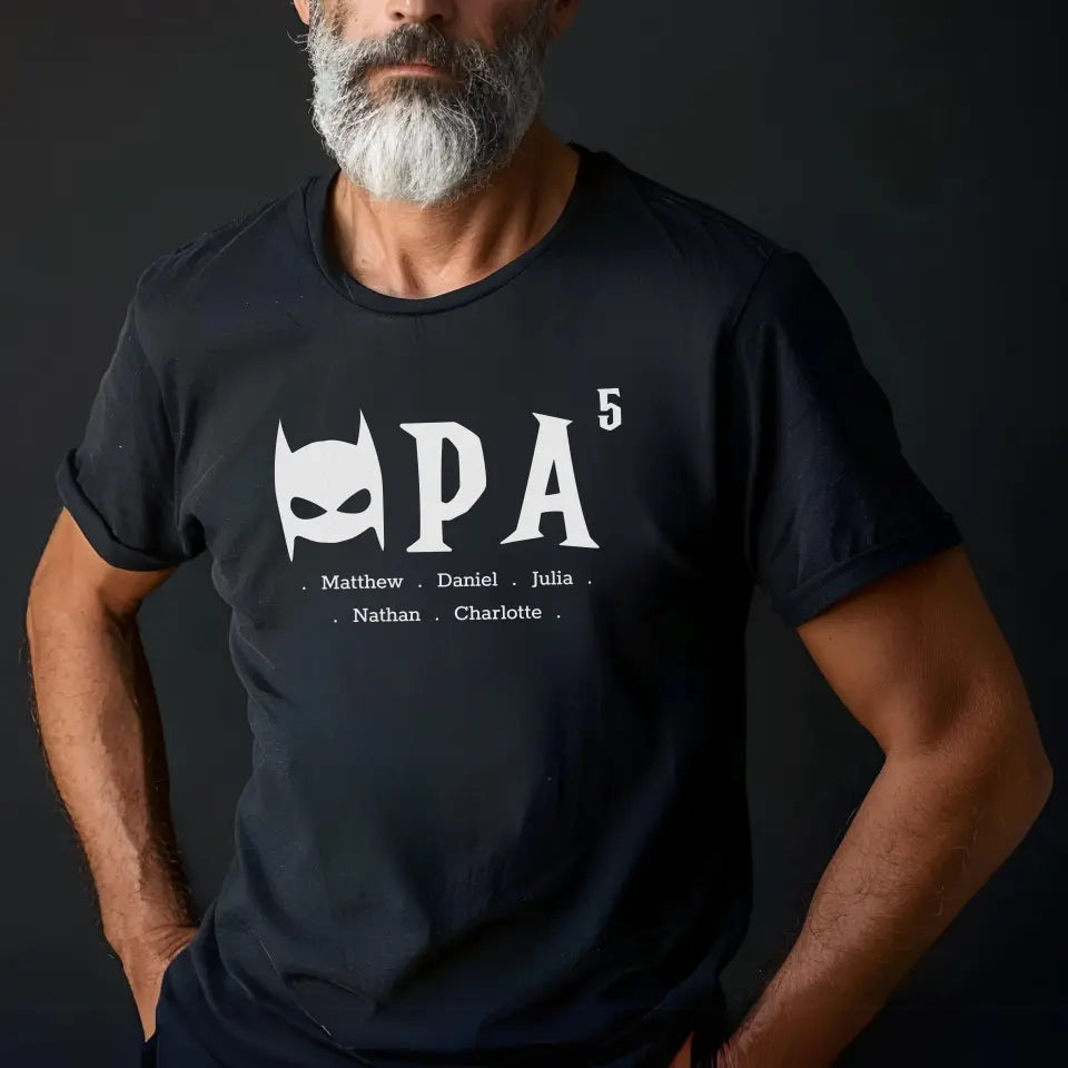 Opa superheld wit - Gepersonaliseerd T-shirt