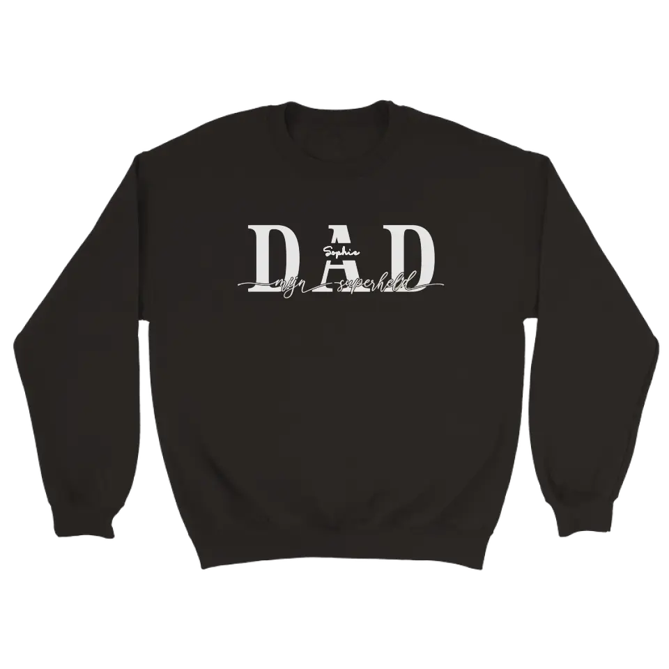 DAD mijn superheld wit - gepersonaliseerde sweater