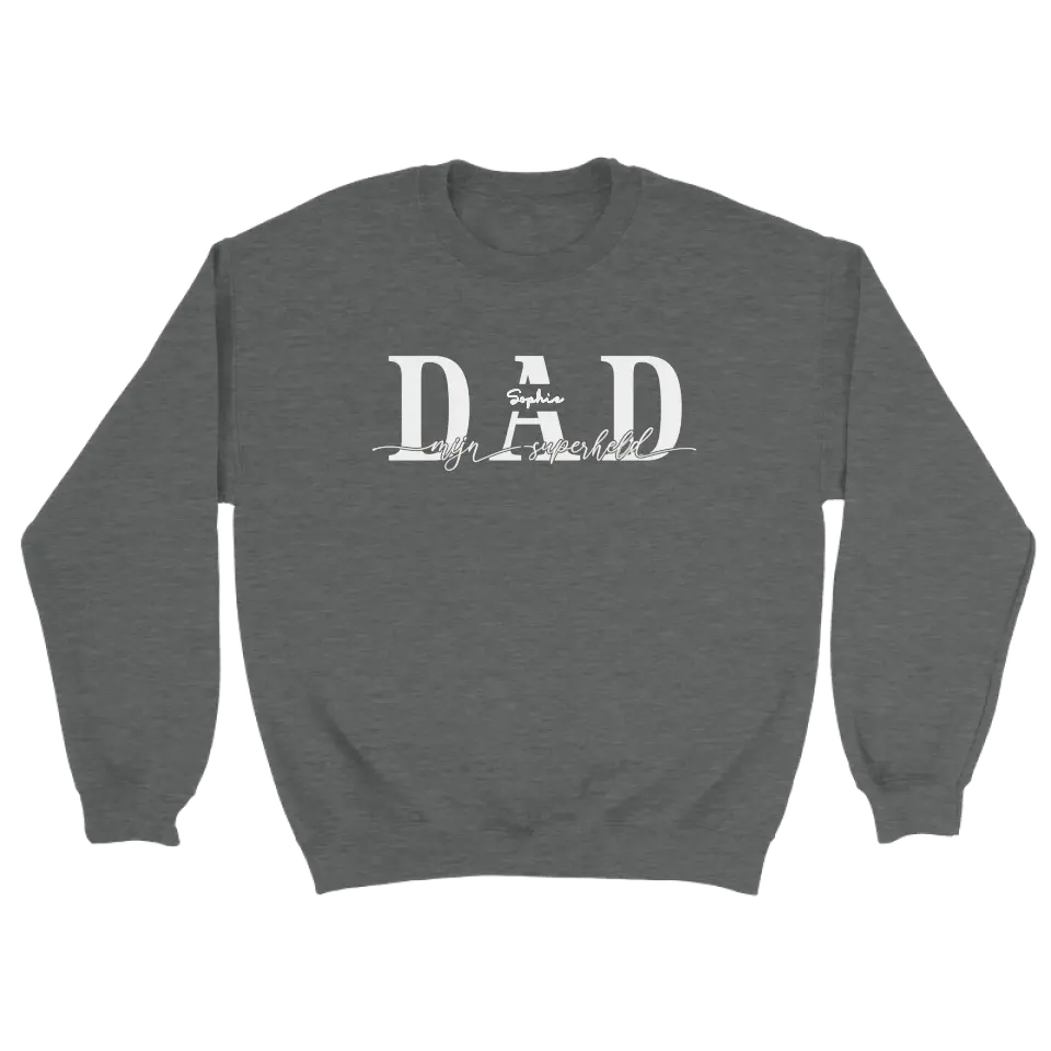 DAD mijn superheld wit - gepersonaliseerde sweater