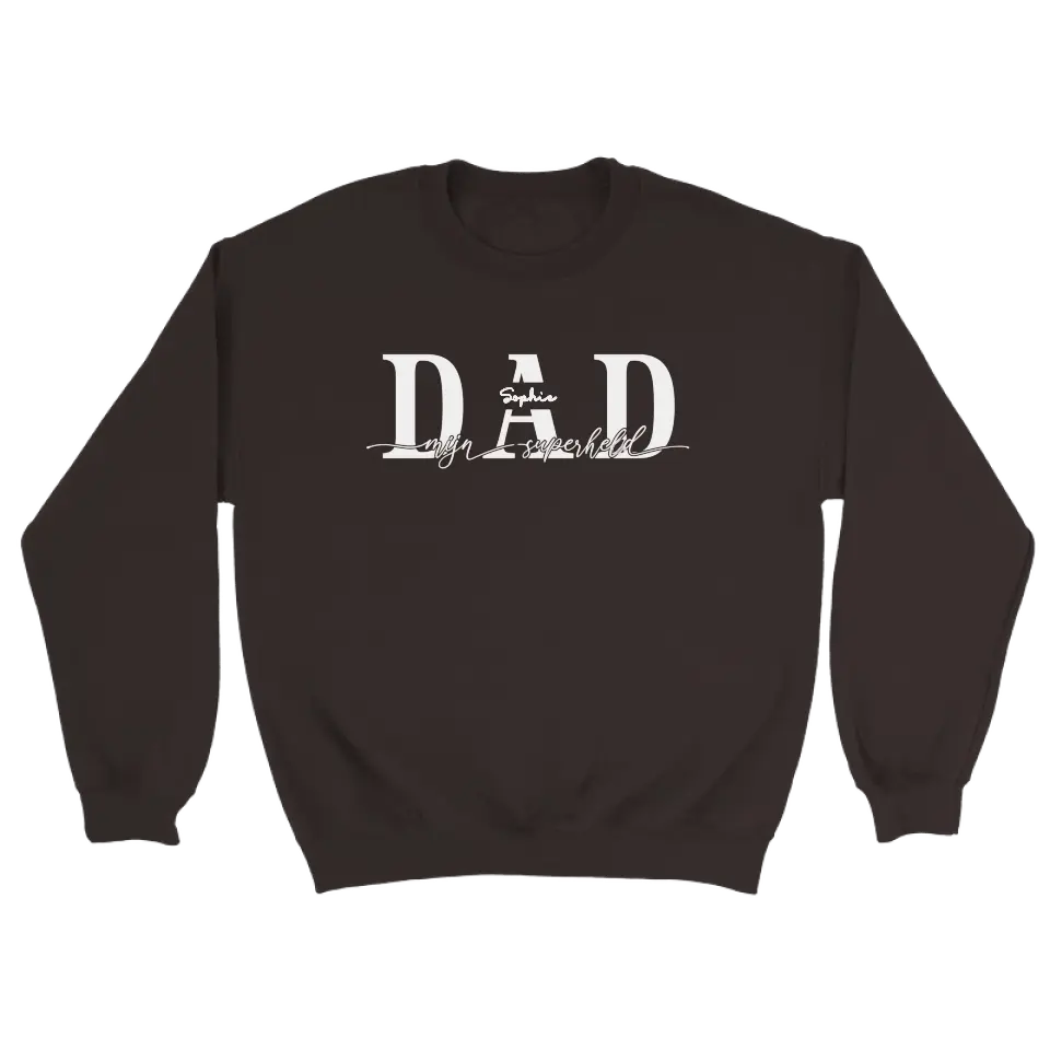 DAD mijn superheld wit - gepersonaliseerde sweater