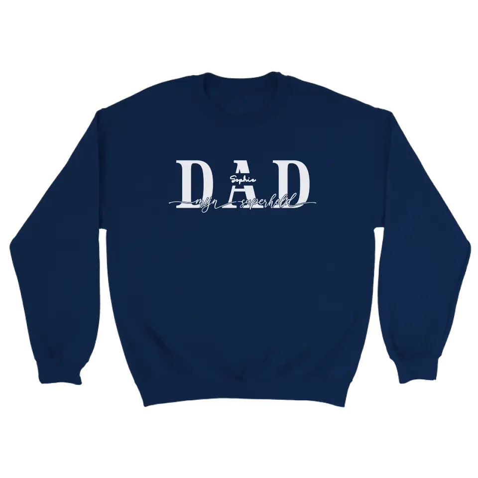 DAD mijn superheld wit - gepersonaliseerde sweater