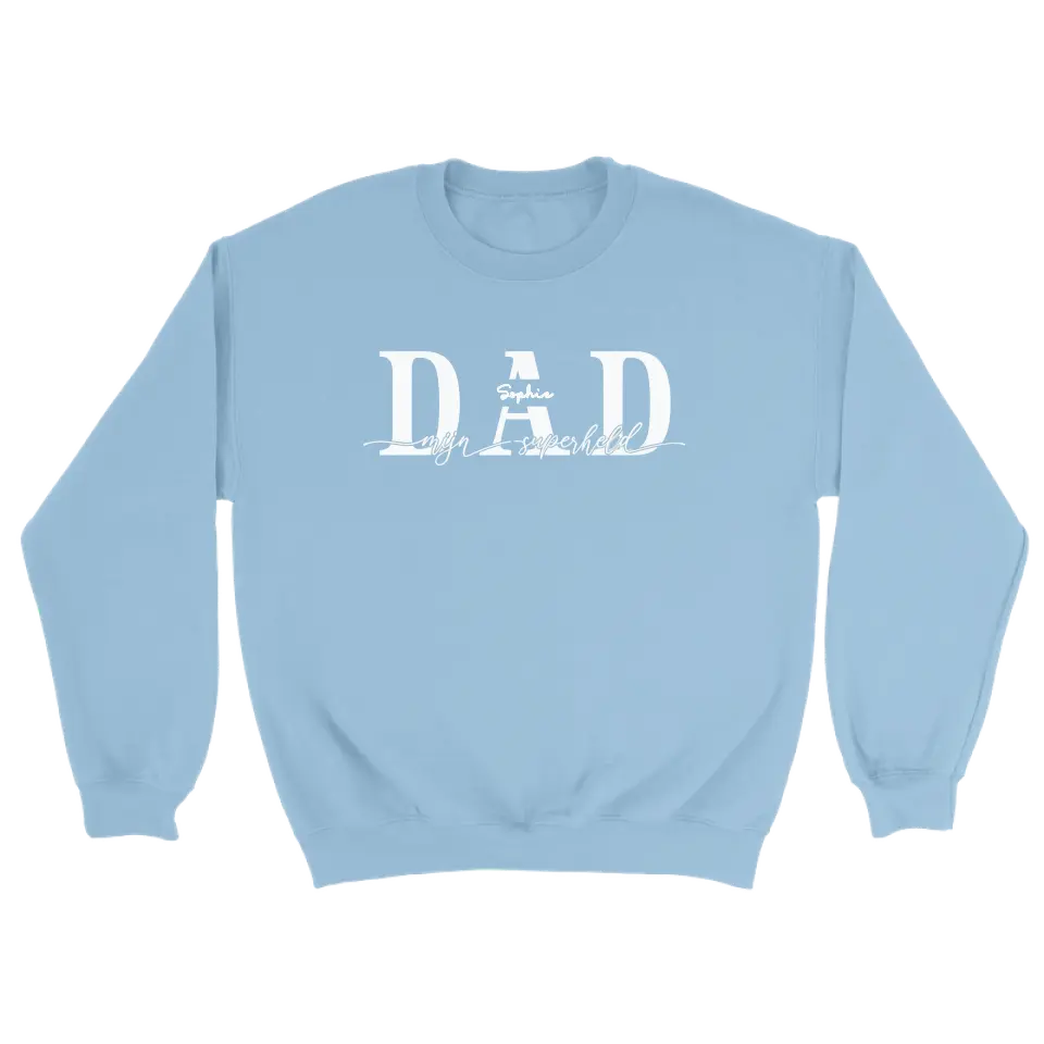 DAD mijn superheld wit - gepersonaliseerde sweater