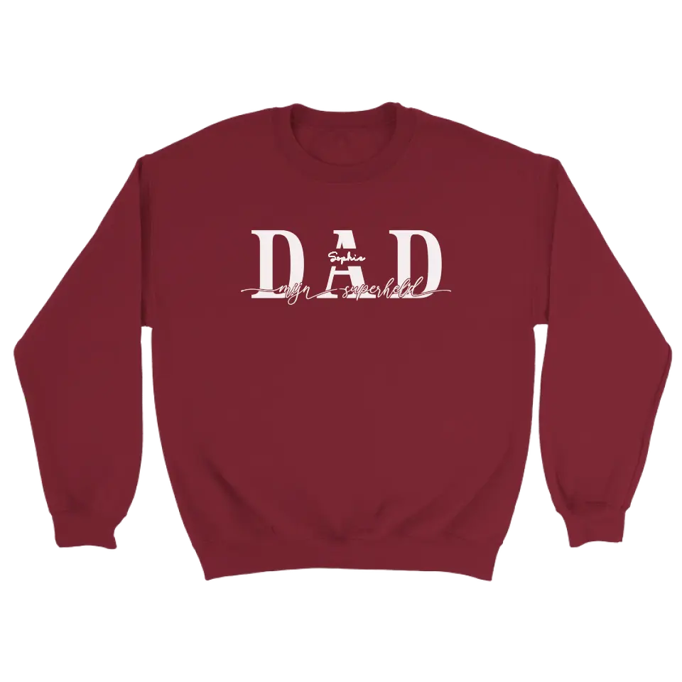 DAD mijn superheld wit - gepersonaliseerde sweater