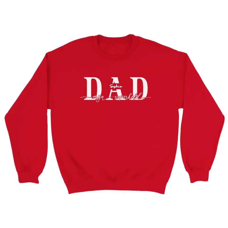 DAD mijn superheld wit - gepersonaliseerde sweater