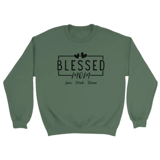 Blessed mom gepersonaliseerde moederdag sweater legergroen  (1)