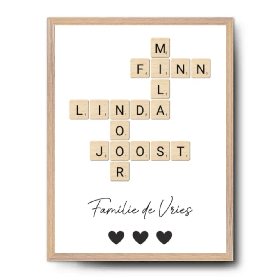 Gepersonaliseerde scrabble poster met lijst