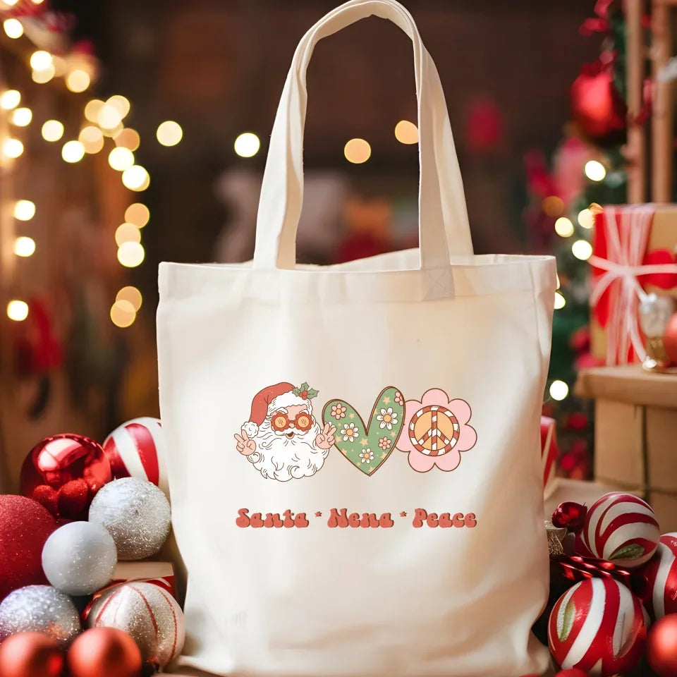 Gepersonaliseerde groovy kerst canvas tas met naam