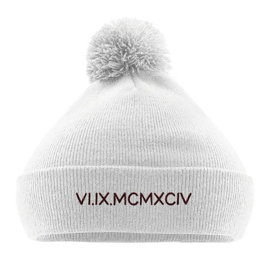 Gepersonaliseerde beanie met romeinse geboortedatum (1)