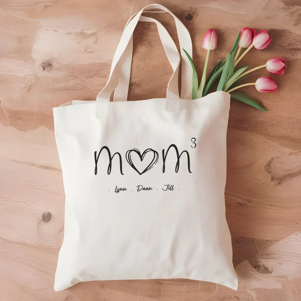 Gepersonaliseerde canvas tas voor moeder met namen kinderen