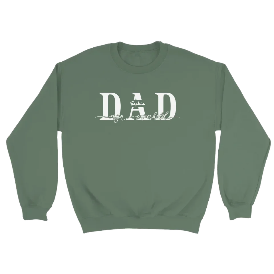 DAD mijn superheld wit - gepersonaliseerde sweater