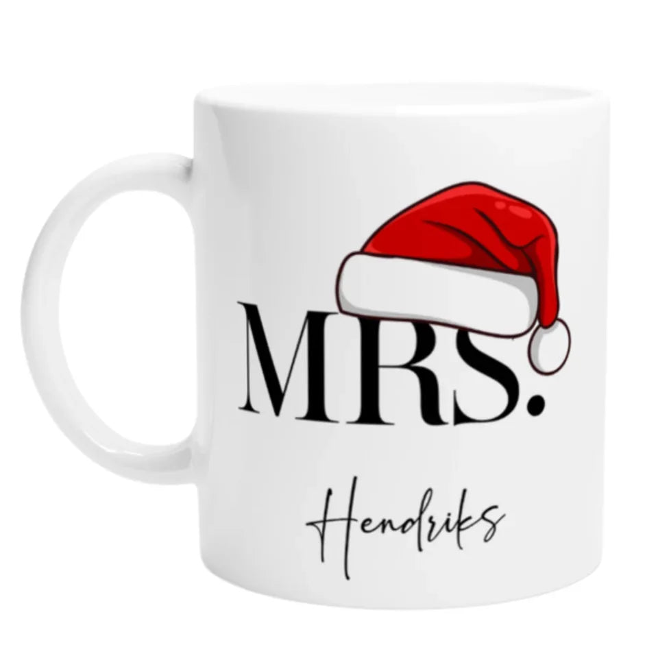 Gepersonaliseerde MRS. kerstmok met achternaam