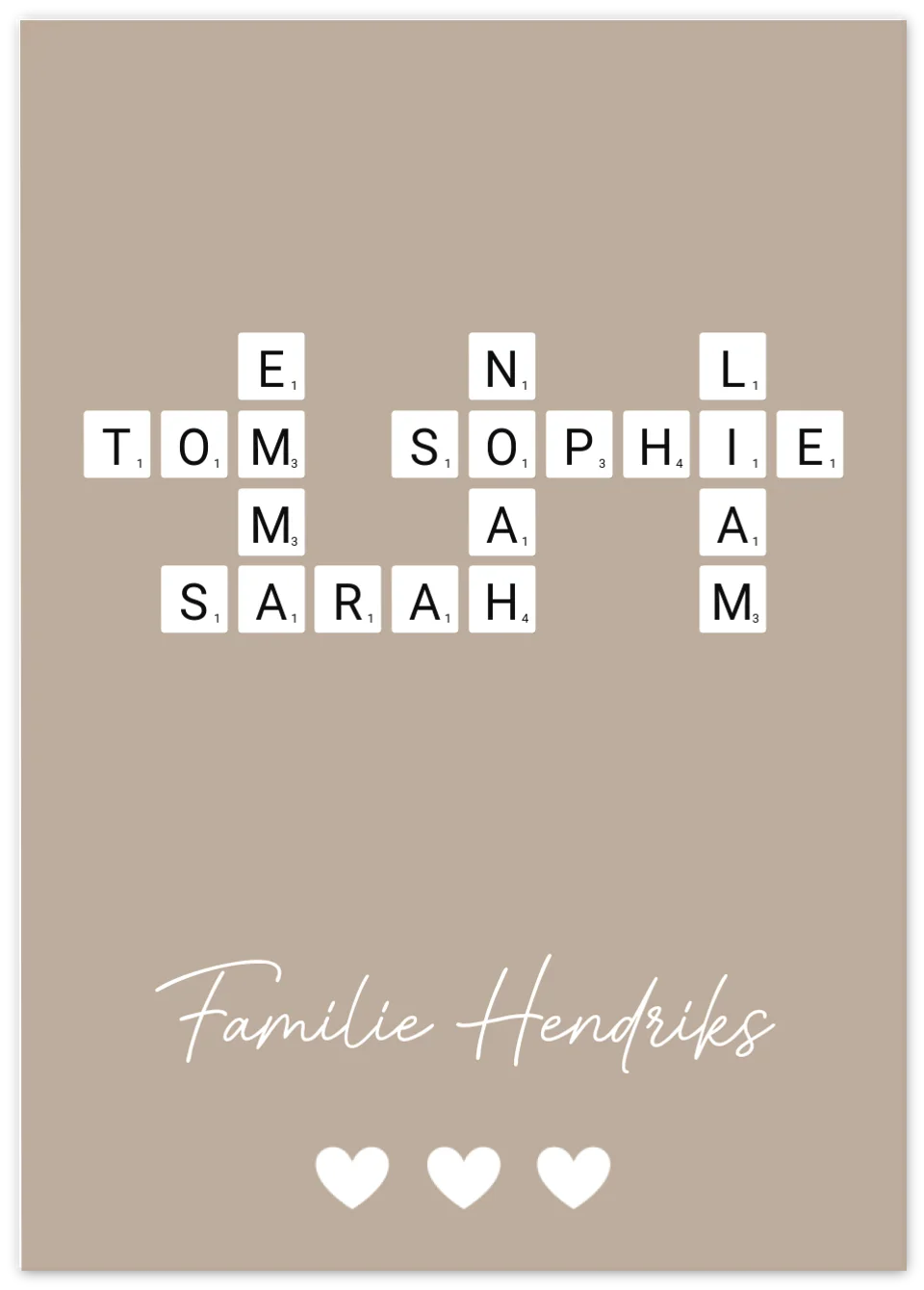 Scrabble in kleur - Gepersonaliseerde poster