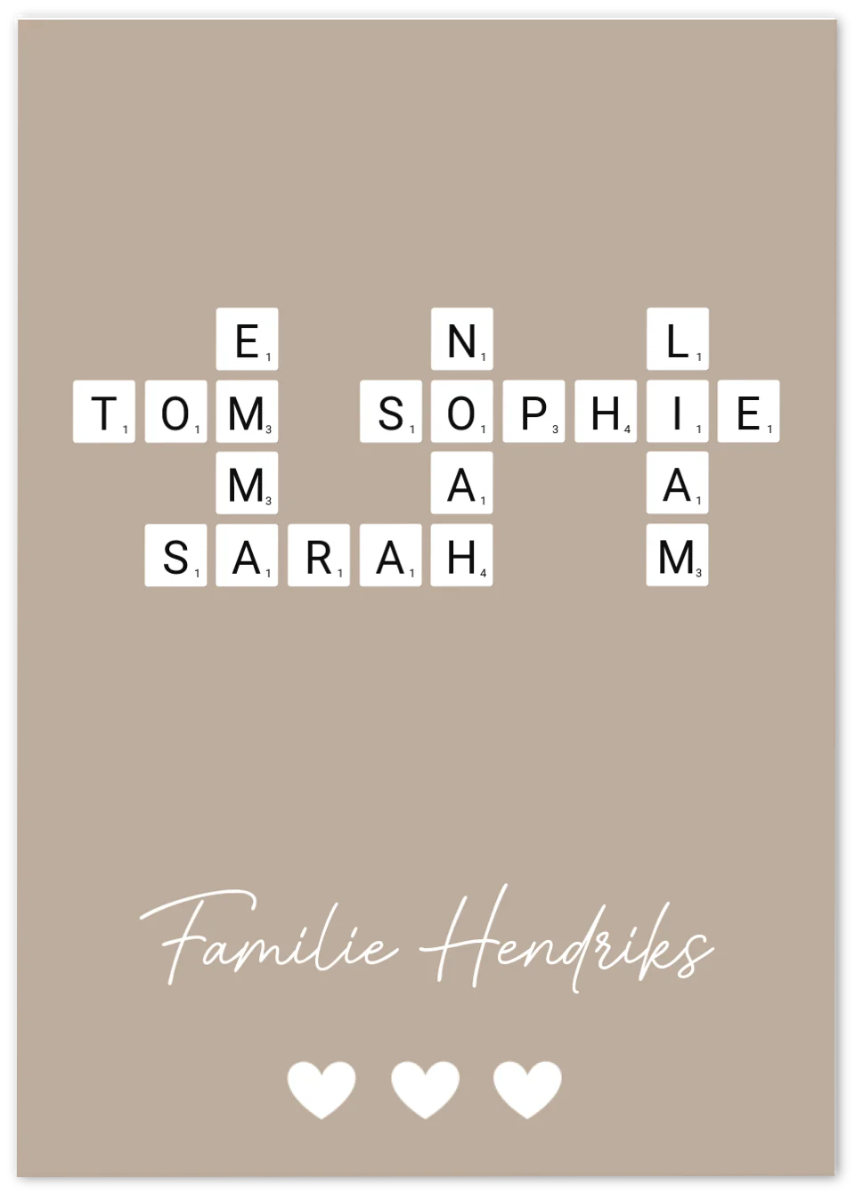 Scrabble in kleur - Gepersonaliseerde poster