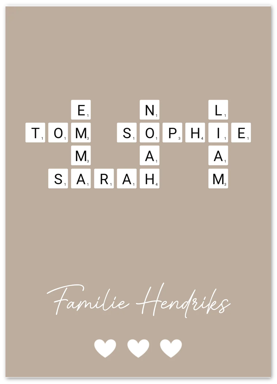 Scrabble in kleur - Gepersonaliseerde poster