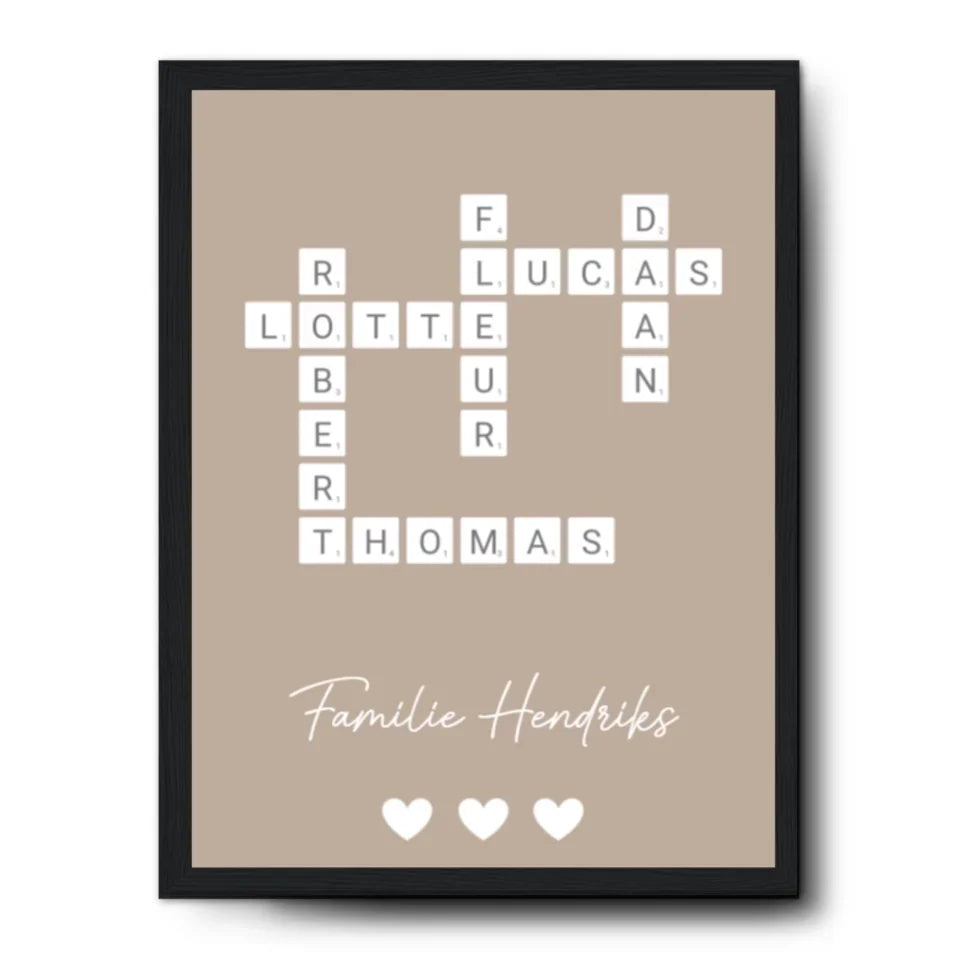 Gepersonaliseerde scrabble poster in kleur (1)