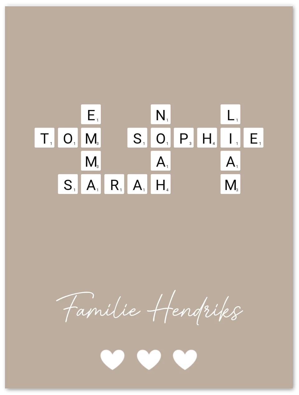 Scrabble in kleur - Gepersonaliseerde poster