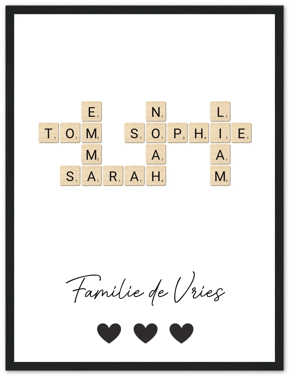 Scrabble - Gepersonaliseerde poster met lijst