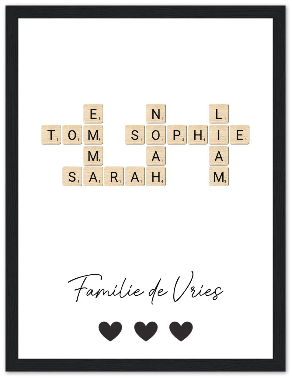 Scrabble - Gepersonaliseerde poster met lijst