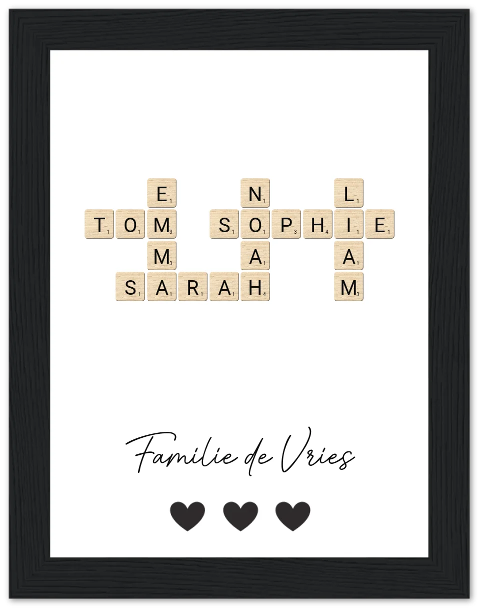 Scrabble - Gepersonaliseerde poster met lijst