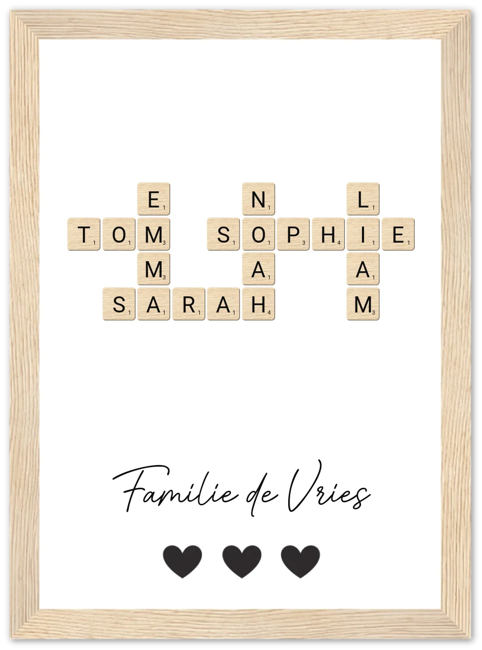 Scrabble - Gepersonaliseerde poster met lijst