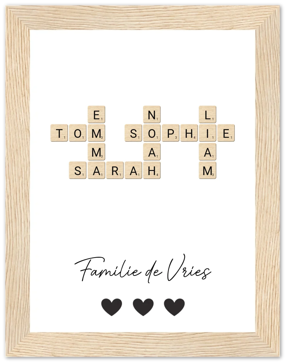 Scrabble - Gepersonaliseerde poster met lijst